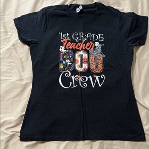 Black '1st Grade Teacher Boo Crew' Kids Shirt